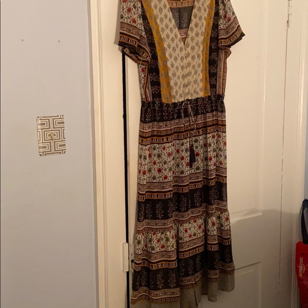 Anthropologie midi patterned dress size M
